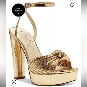Jessica Simpson Metallic Gold Knotted Heels